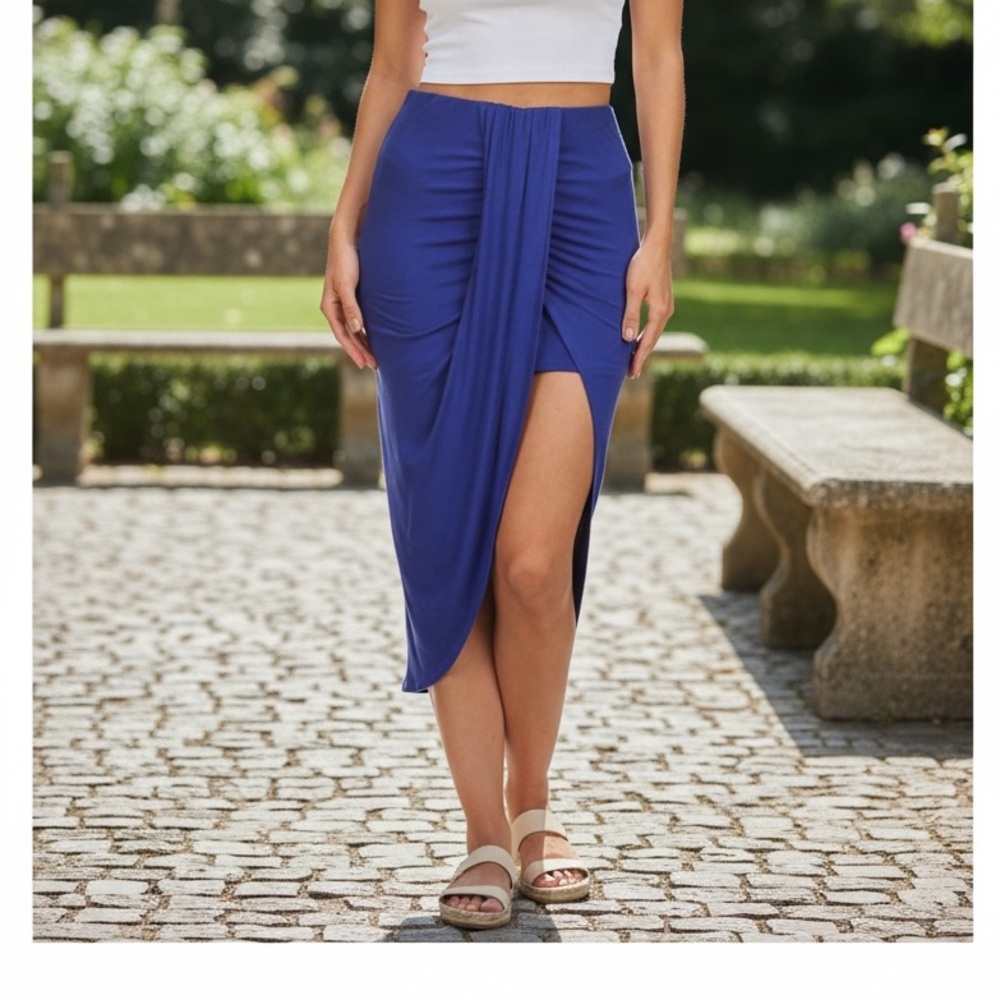 Soul Sunrise Royal Blue Asymmetrical Wrap Skirt•M